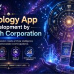 Astrology app interface showing horoscope predictions, kundli chart, and live astrologer consultation