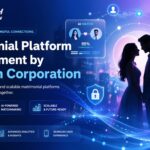 Matrimonial platform interface showing user profiles, matchmaking system, and online partner search