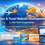 Tour and travel website showing booking system, destinations, hotel reservation, and travel planning interface