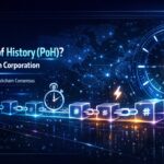 Proof of history blockchain showing cryptographic clock, transaction timeline, and high-speed processing